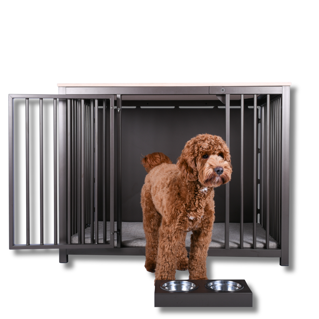 Stijlvolle Hondenbench met Melamine Top en Stalen Basis