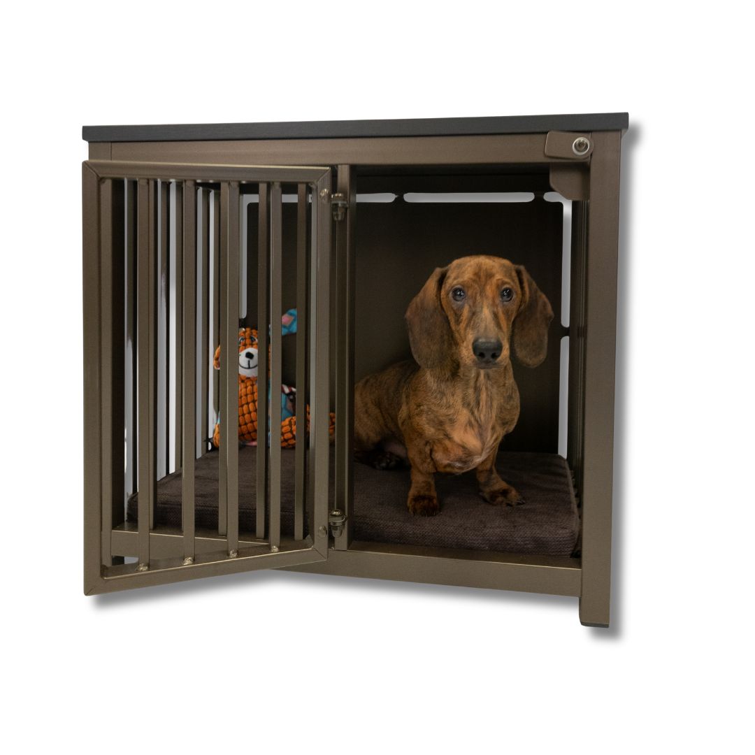 Stijlvolle Hondenbench met Melamine Top en Stalen Basis