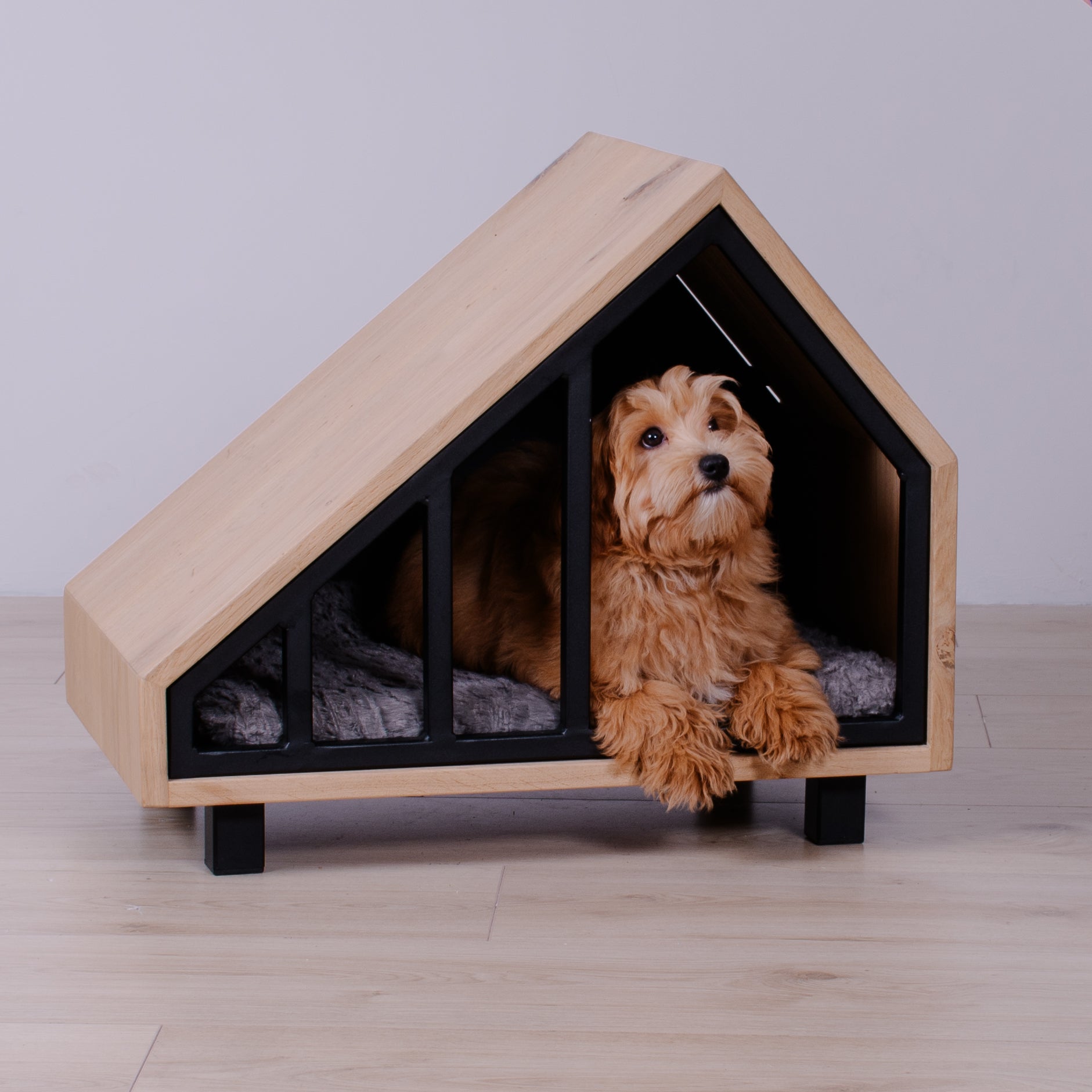 Hondenlounge- eikenhuisje voor kleine hondjes